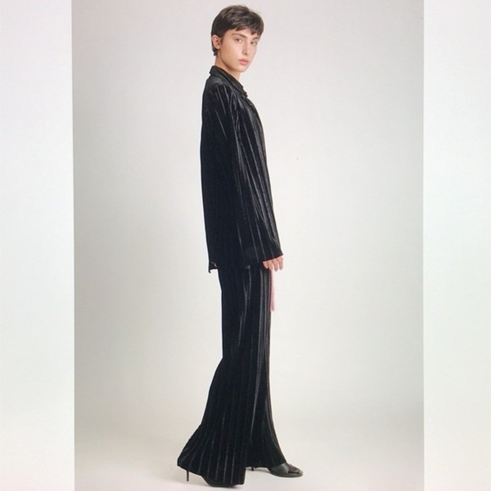 Sabina Musayev x Madewell Lotem‎ Wide Leg Pleated Cocktail Pants Black S NWT B23 - Picture 4 of 12